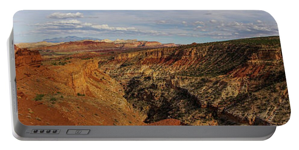 Utah Portable Battery Charger featuring the photograph Capitol Reef National Park Panorama by Lawrence S Richardson Jr