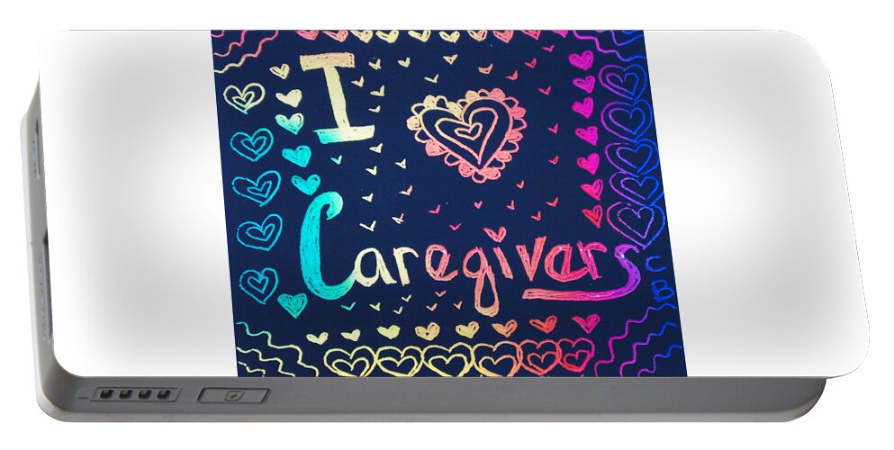 Caregiver Portable Battery Charger featuring the drawing Caregiver Rainbow by Carole Brecht