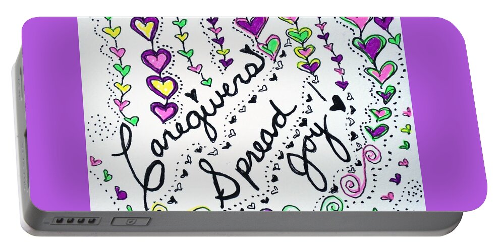 Caregiver Portable Battery Charger featuring the drawing Caregivers Spread Joy by Carole Brecht