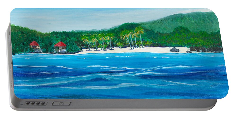 Coves Portable Battery Charger featuring the painting Caribbean Cove 20 x 24 by Santana Star