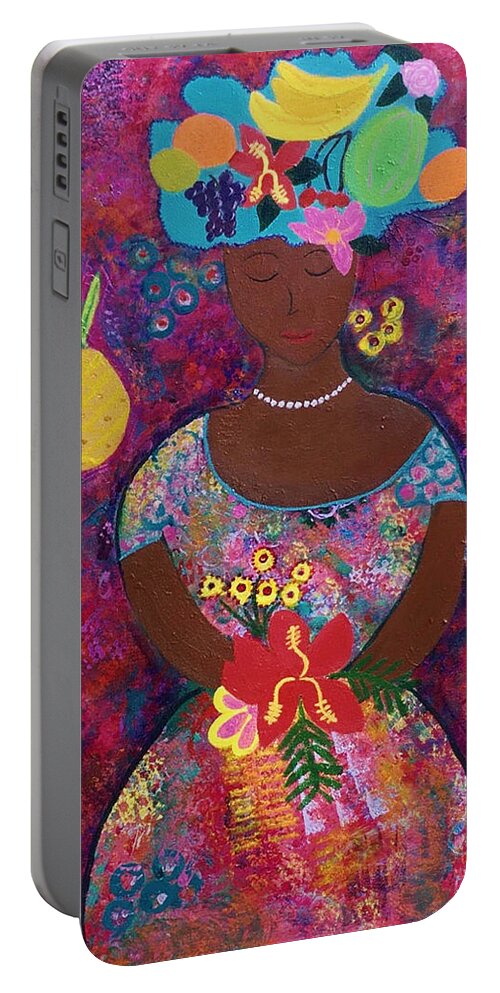 Children's Painting Portable Battery Charger featuring the painting Caribbean Woman by Sue Gurland