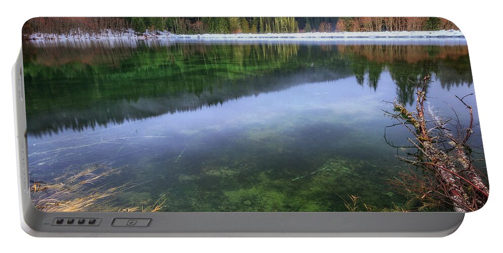 Lake Portable Battery Charger featuring the photograph Carmen Reservoir by Cat Connor
