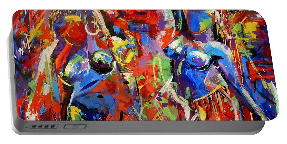 Carnival Portable Battery Charger featuring the painting Carnival- LARGE WORK by Angie Wright