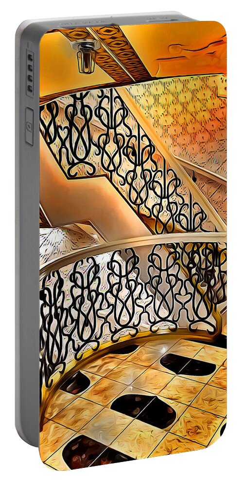 Carnival Pride Portable Battery Charger featuring the digital art Carnival Pride Stairs by Stephen Younts
