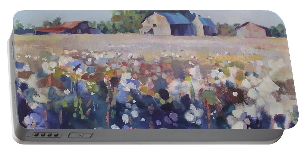 Cotton Portable Battery Charger featuring the painting Carolina Cotton II by Susan Bradbury