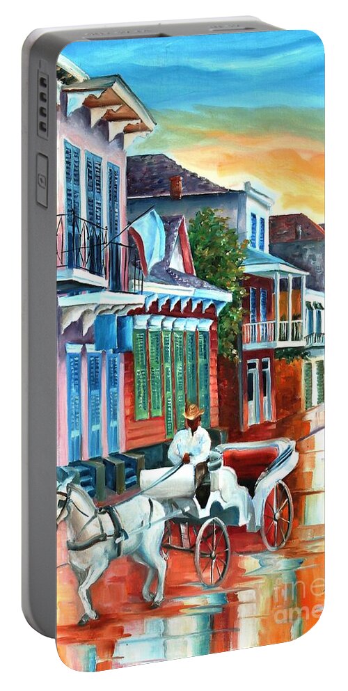 New Orleans Portable Battery Charger featuring the painting Carriage on Bourbon Street by Diane Millsap