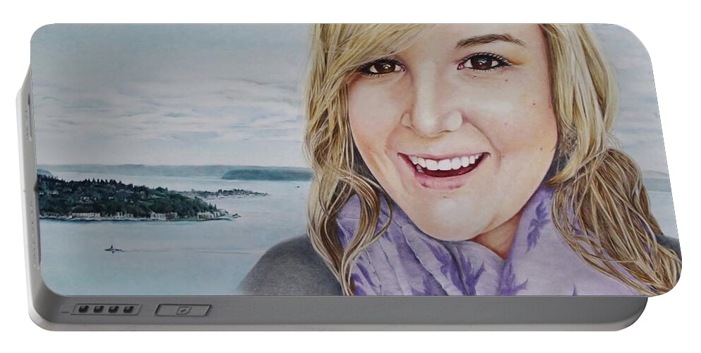 Ocean Portable Battery Charger featuring the pastel Carrie Lee Parsons by Tess Lee Miller
