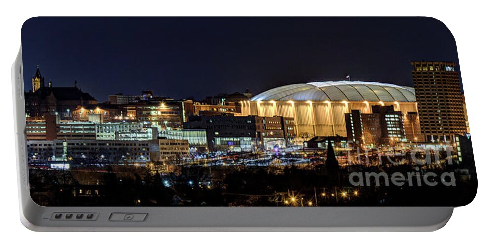 Skyline Portable Battery Charger featuring the photograph Carrier Dome and Syracuse Skyline Panoramic View by Rod Best