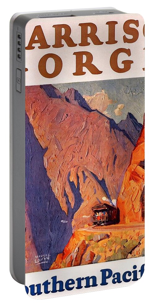 Carriso Gorge Portable Battery Charger featuring the mixed media Carriso Gorge - Southern Pacific - Retro travel Poster - Vintage Poster by Studio Grafiikka