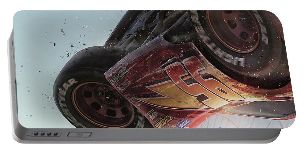 Cars 3 Portable Battery Charger featuring the digital art Cars 3 by Super Lovely