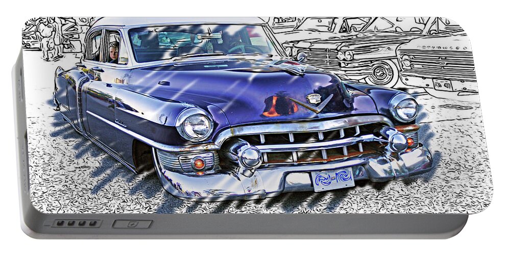 Cars Portable Battery Charger featuring the photograph Cartooned Caddy by Randy Harris