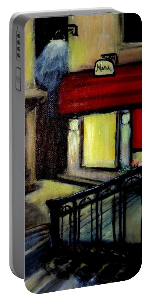 Venice Portable Battery Charger featuring the painting Casa Maria Venice Street at Night by Katy Hawk
