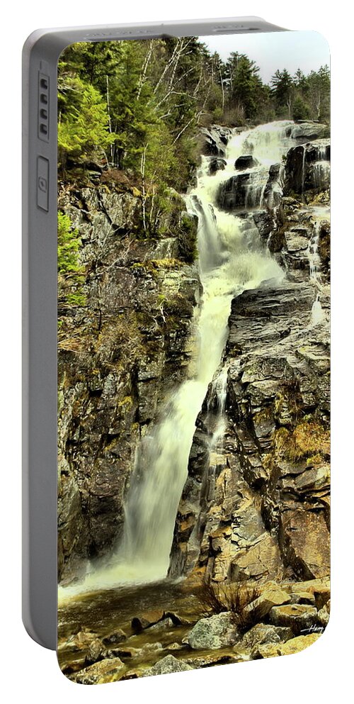 Waterfall Portable Battery Charger featuring the photograph Cascade in Rage by Harry Moulton