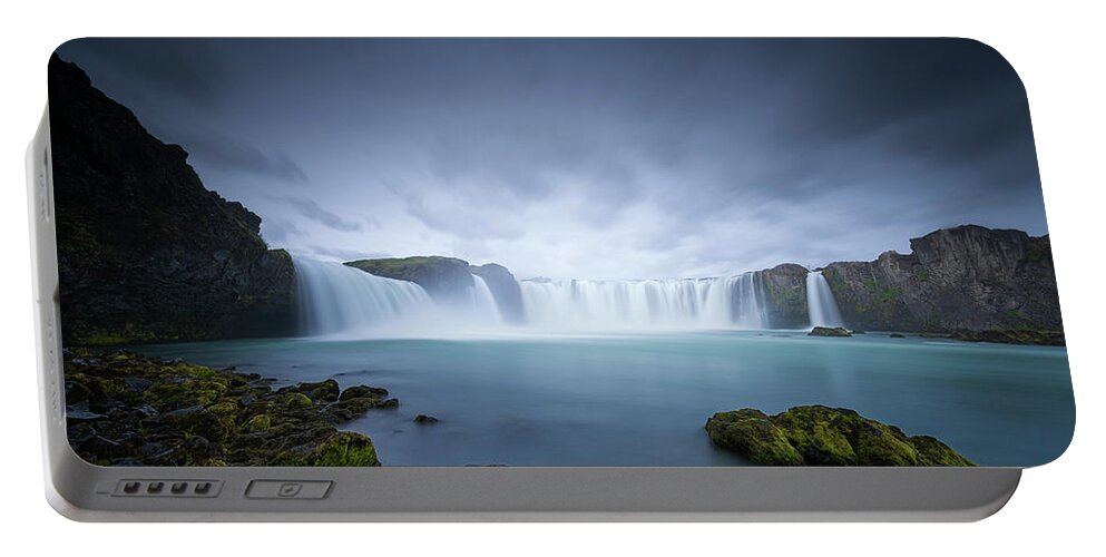 Iceland Portable Battery Charger featuring the photograph Cascade of the gods by Dominique Dubied