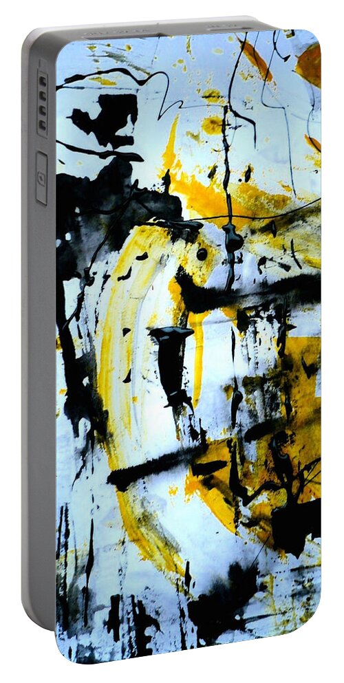 Black Portable Battery Charger featuring the painting Cascade by 'REA' Gallery