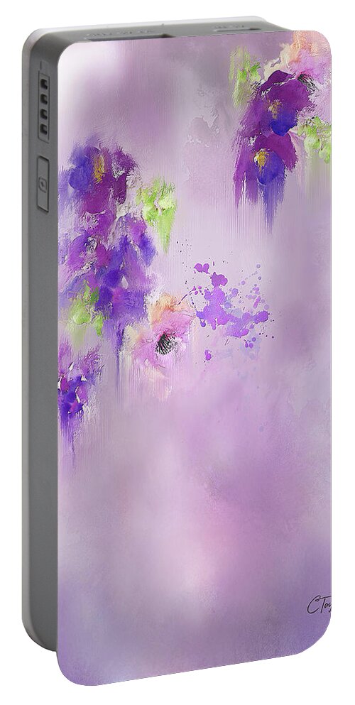 Flowers Portable Battery Charger featuring the mixed media Cascading Orchids by Colleen Taylor