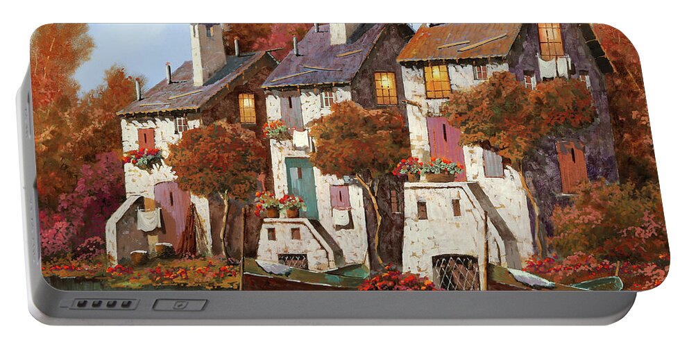 Houses Portable Battery Charger featuring the painting Case Al Crepuscolo by Guido Borelli