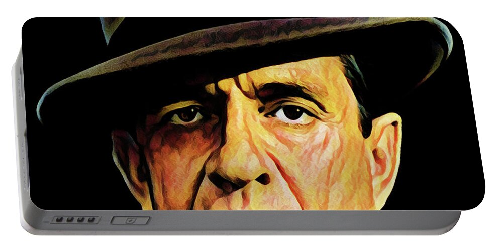 Songwriter Portable Battery Charger featuring the digital art Cash with hat by Gary Grayson