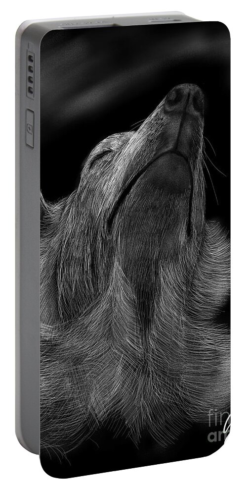 Drawing Portable Battery Charger featuring the digital art Casper Sniffing Air by Lidija Ivanek - SiLa