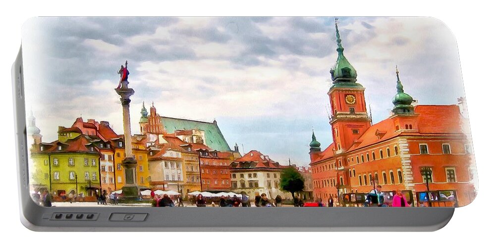 Castle Square Portable Battery Charger featuring the painting Castle Square, Warsaw by Maciek Froncisz