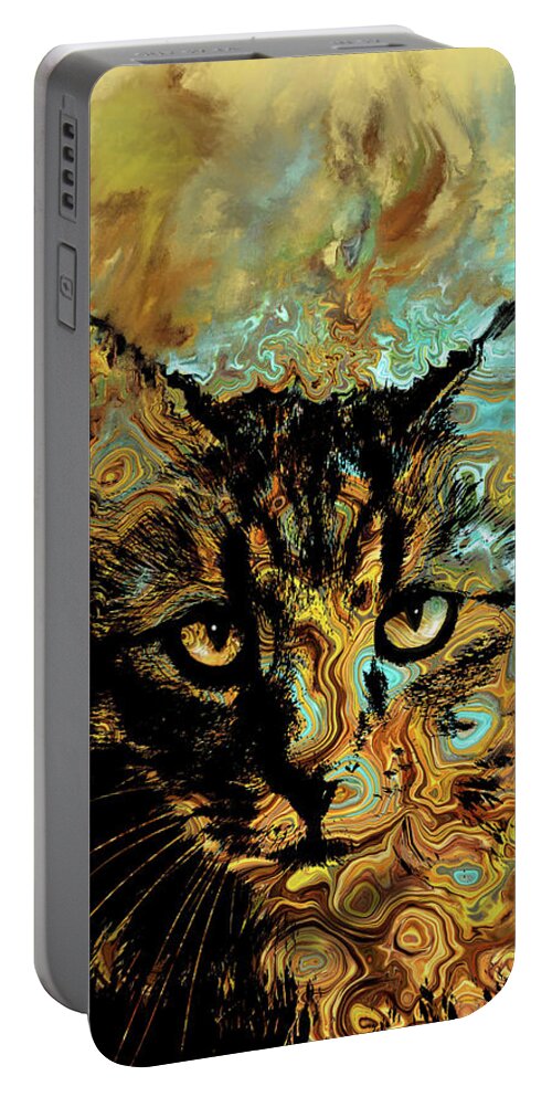 Cat Portable Battery Charger featuring the digital art Cat 617 by Lucie Dumas