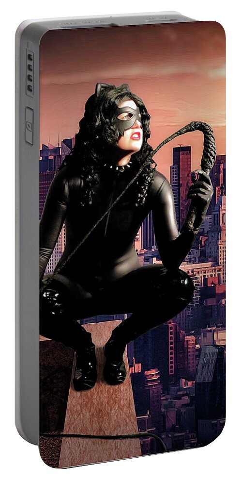 Cat Woman Portable Battery Charger featuring the photograph Cat City Sunset by Jon Volden