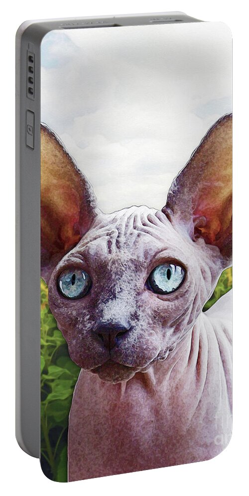Cat Portable Battery Charger featuring the photograph Cat In Sunflowers by Phil Perkins
