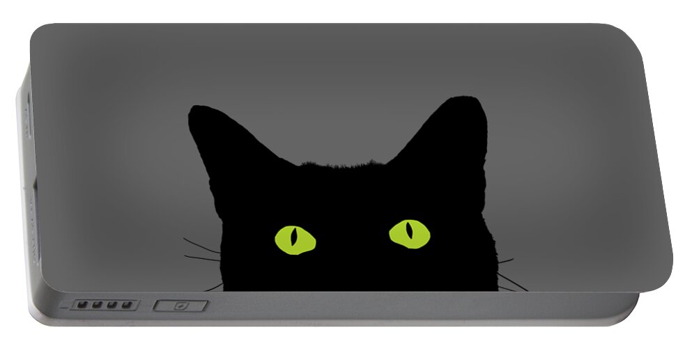 Cat Portable Battery Charger featuring the digital art Cat Looking Up by Garaga Designs