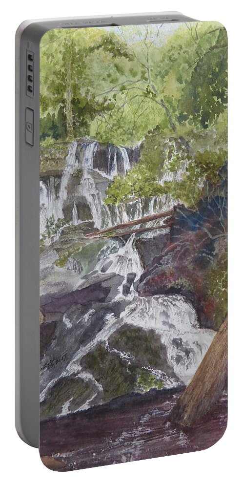 Catawba Falls Portable Battery Charger featuring the painting Catawba Falls - working notes by Joel Deutsch