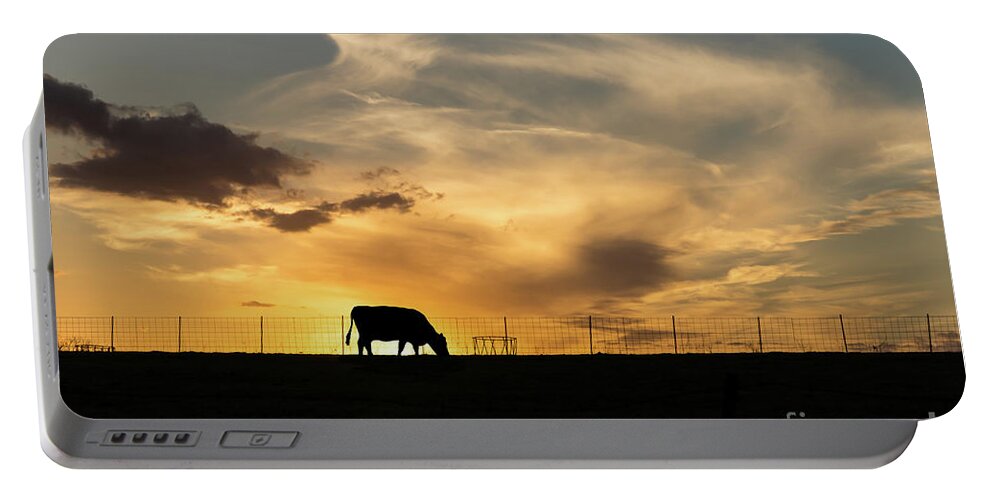 Cow Portable Battery Charger featuring the photograph Cattle Sunset Silhouette by Jennifer White