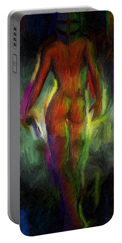 Female Nude Portable Battery Charger featuring the digital art Catwalk Into the Light by Caito Junqueira