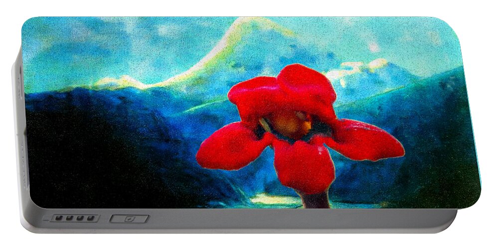 Red Flower Portable Battery Charger featuring the photograph Caucasus Love Flower II by Anastasia Savage Ealy