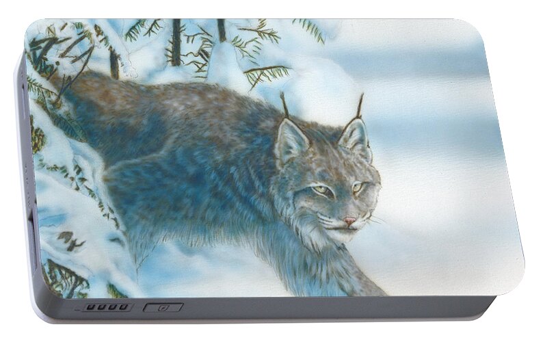 North Dakota Artist Portable Battery Charger featuring the painting Caught In The Open by Wayne Pruse