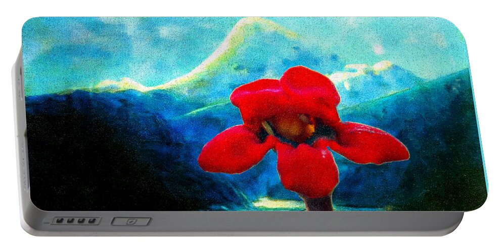 Red Flower Portable Battery Charger featuring the photograph Caucasus Love Flower I by Anastasia Savage Ealy