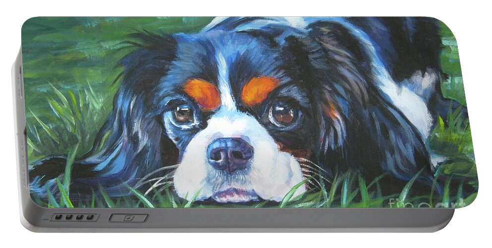 Cavalier King Charles Spaniel Portable Battery Charger featuring the painting Cavalier King Charles Spaniel tricolor by Lee Ann Shepard