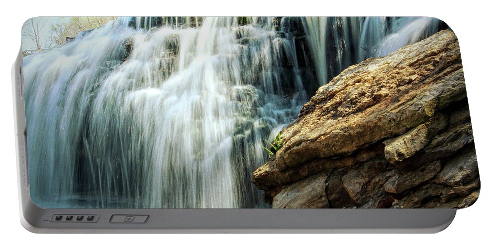 Water Fall Portable Battery Charger featuring the photograph Cedar Lake Falls by Lynn Sprowl