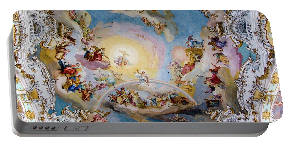 Holy Portable Battery Charger featuring the photograph Ceiling of the White Church by Tim Dussault