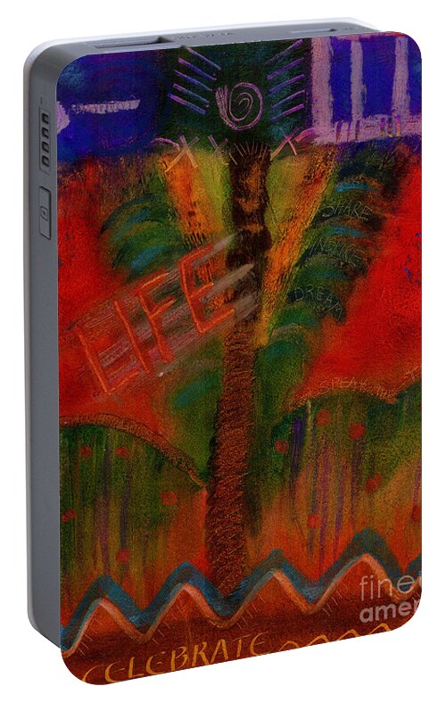 Abstract Portable Battery Charger featuring the painting Celebrate Life by Angela L Walker