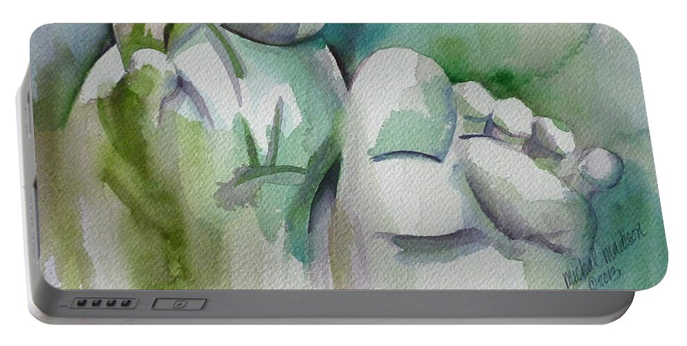 Nursery Portable Battery Charger featuring the painting Celebrate the Gift by Michal Madison
