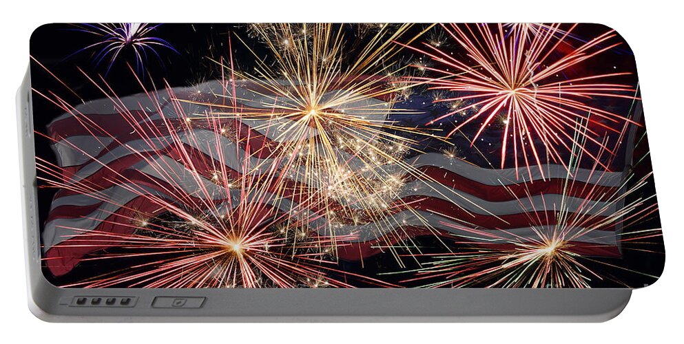 Flag Portable Battery Charger featuring the photograph Celebrating America by Jennifer White