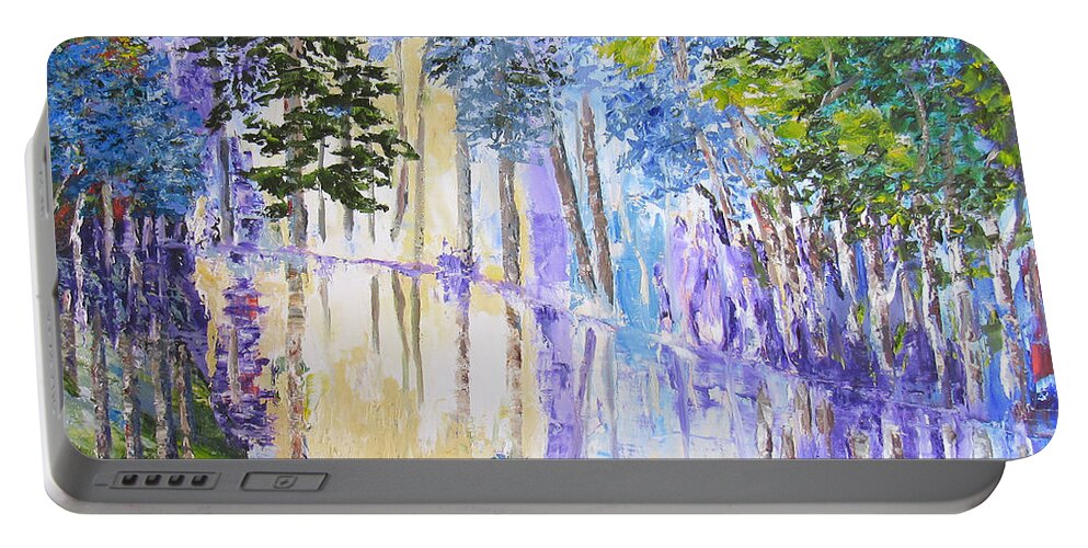 Landscape Portable Battery Charger featuring the painting Celebrating Sunrise by Lisa Boyd