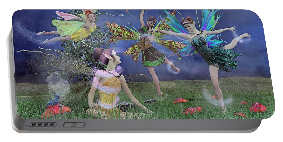 Fairy Portable Battery Charger featuring the digital art Celebration of Night Alice and Oz by Betsy Knapp