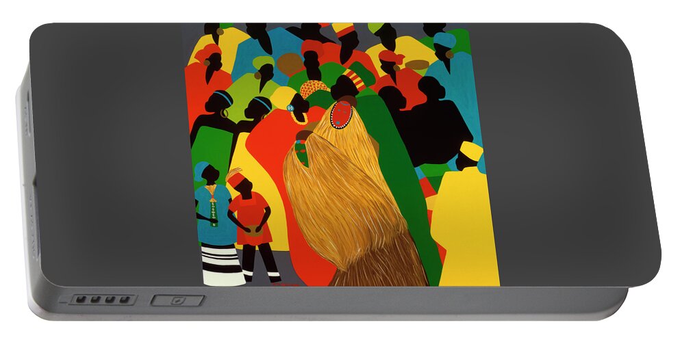 Dance Africa Portable Battery Charger featuring the painting Celebration by Synthia SAINT JAMES