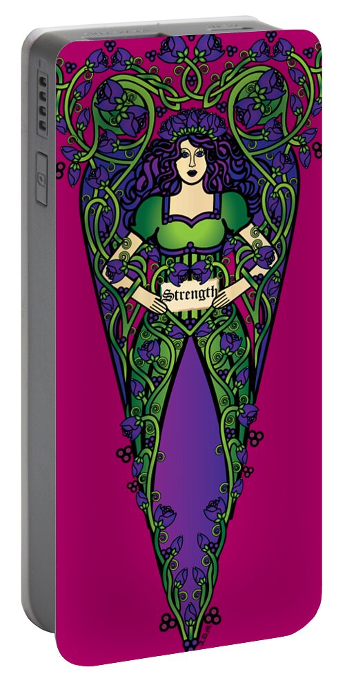 Celtic Art Portable Battery Charger featuring the digital art Celtic Forest Fairy - Strength by Celtic Artist Angela Dawn MacKay