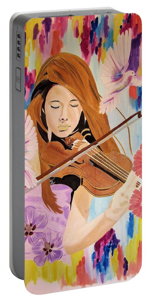 Music Portable Battery Charger featuring the painting Centered by Yvonne Payne