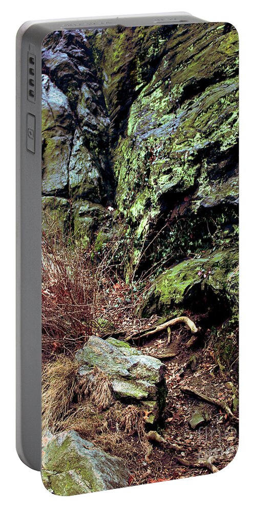 Rock Portable Battery Charger featuring the photograph Central Park Rock Formation by Sandy Moulder