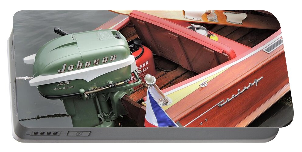 Boat Portable Battery Charger featuring the photograph Century Imperial Sportsman w/ Johnson 25hp by Neil Zimmerman