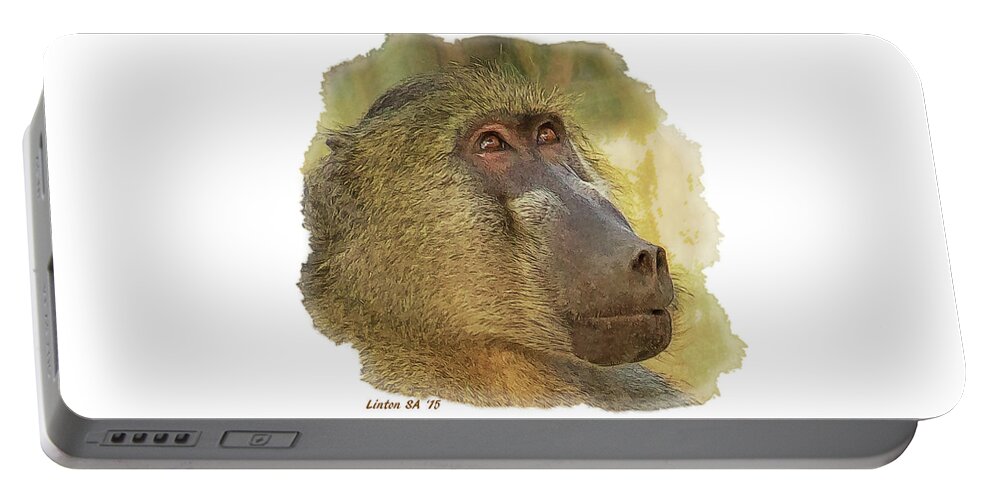 Chacma Baboon Portable Battery Charger featuring the digital art Chacma Baboon 6 by Larry Linton