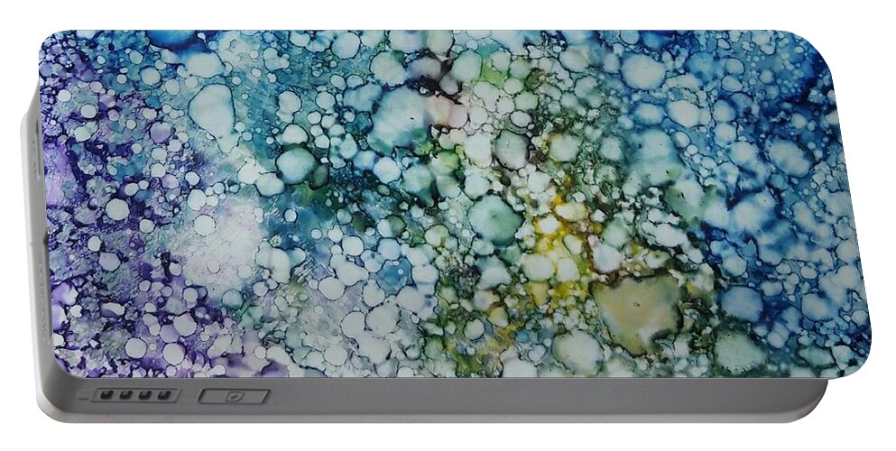 Alcohol Portable Battery Charger featuring the painting Champagne Bubbles by Terri Mills
