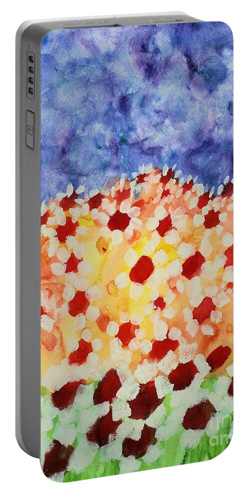 Daisies Portable Battery Charger featuring the painting Champs de Marguerites - 01 by Variance Collections